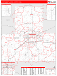 Lansing-East Lansing Metro Area Wall Map Red Line Style
